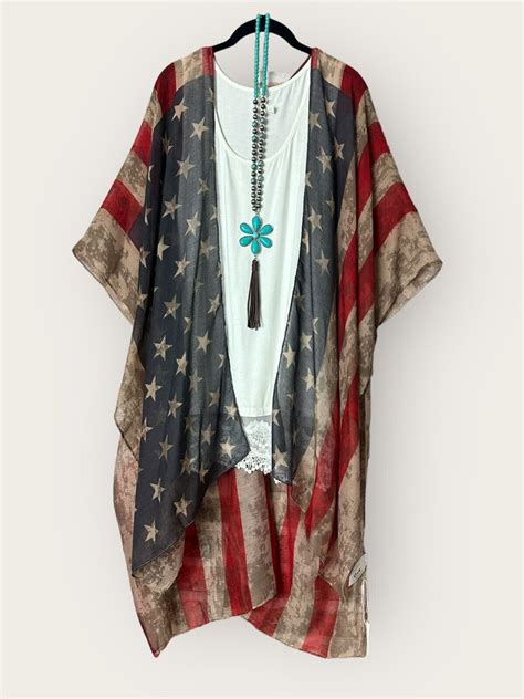 Plus Size Boho Patriotic Usa Gypsy American Flag Kimono Cardigan Hippie Duster Ebay