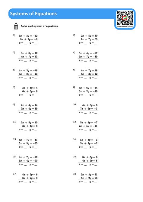 Free Systems Of Equations Worksheet Pdf Download Free Systems Of