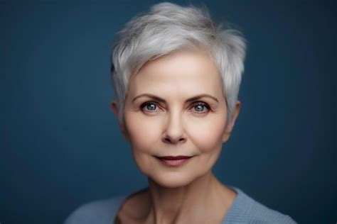 Premium AI Image Portrait Of A Beautiful Senior Woman With Grey Hair