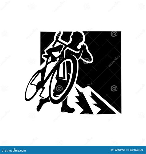 Logo Mountain Bike Ciclismo Mtb Silhouette Vettoriale Isolata