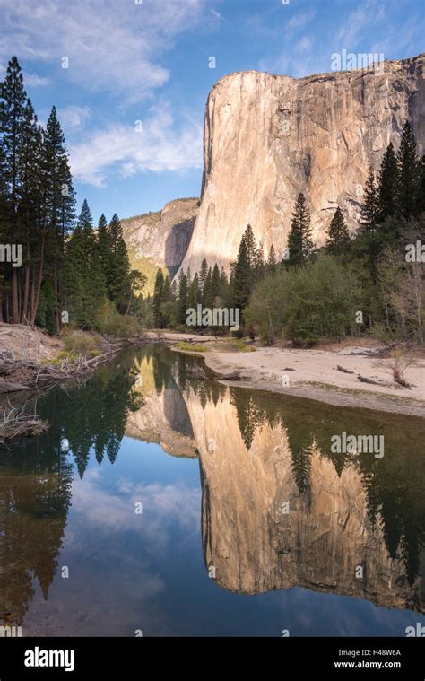 Yosemite Merced River El Capitan And Half Dome In California National