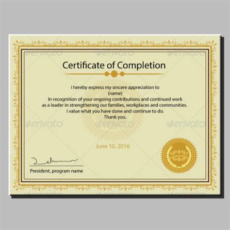 Training Completion Certificate Template