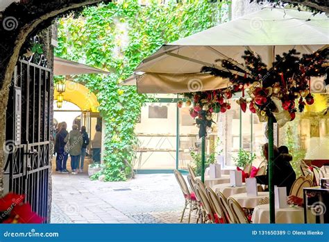 Cafe Decorated For Christmas Editorial Stock Image Image Of Food