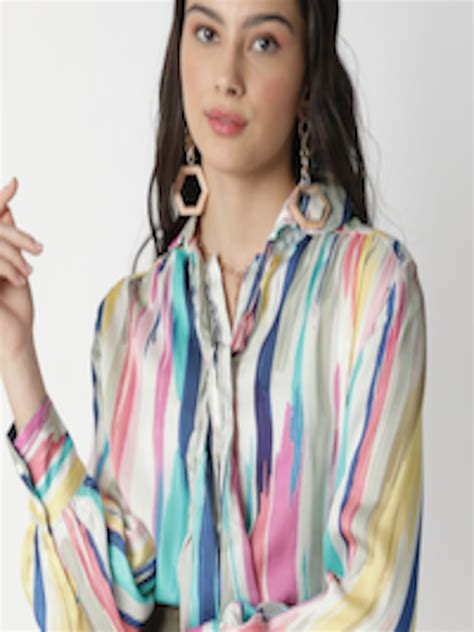 Buy Rareism Multicoloured Striped Shirt Style Top Tops For Women 17538862 Myntra