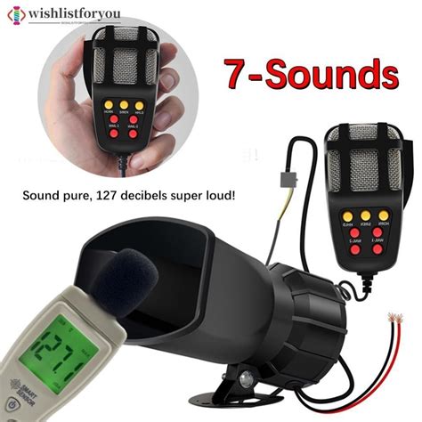 Wishlistforyou 12V 100W Car Horn Car Warning Alarm Speakers Loud Mic