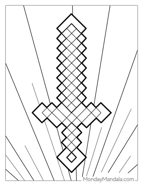 Minecraft Diamond Sword Colouring Pages At Ganesmeraldablog Blog