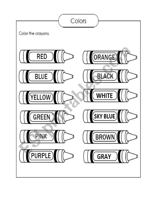 Preschool Crayons Color Chart