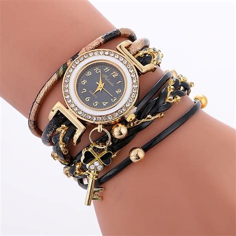 Femme Bracelet de Montre Bracelet Watch Pluseur Tours Quartz Cuir PU à