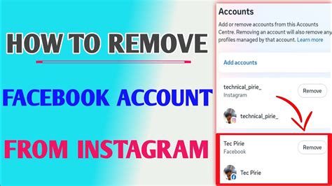 How To Remove Facebook Account From Instagram Facebook Account