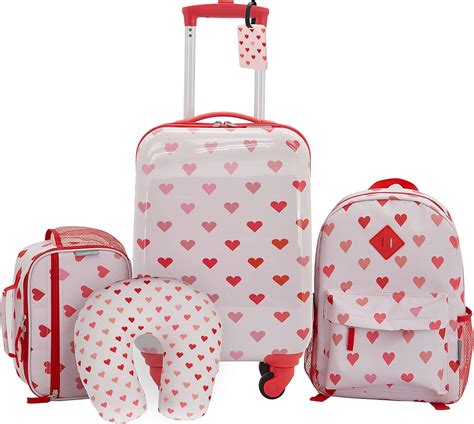 Travelers Club 5 Piece Kids Luggage Set Hearts Luggage