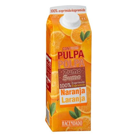 Zumo Pura Naranja Con Pulpa Hacendado Mercadona