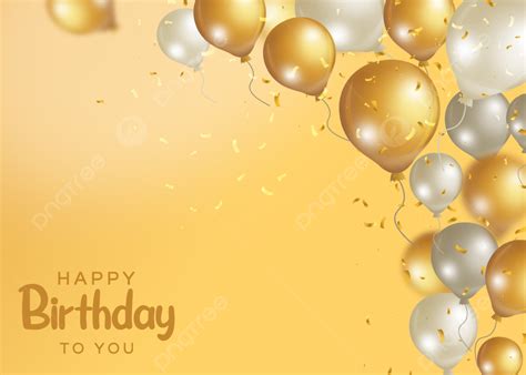 Birthday Balloon Gradient Yellow Background Pc Wallpaper Birthday