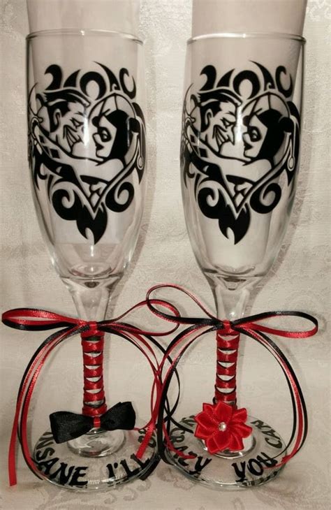 Joker Harley Quinn Champagne Wedding Anniversary T Glasses