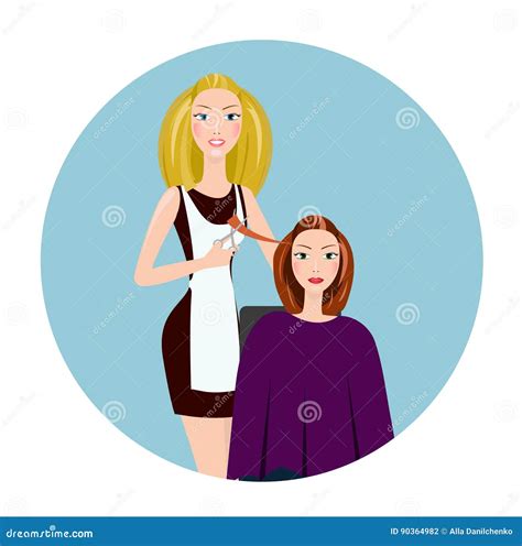 Hairdresser Making Haircut Hair Stylist In A Barber Salon Stock Vector Illustration Of Hairdo