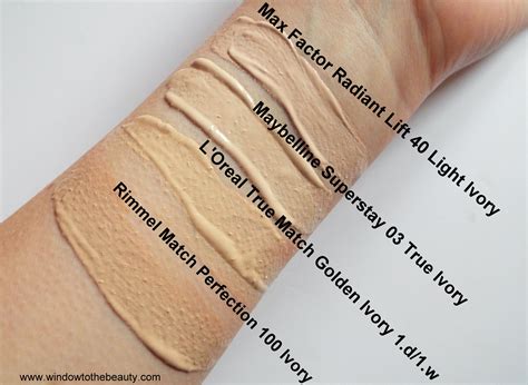 Maxfactor Loreal Rimmel Maybelline Foundations Swatches Comparison