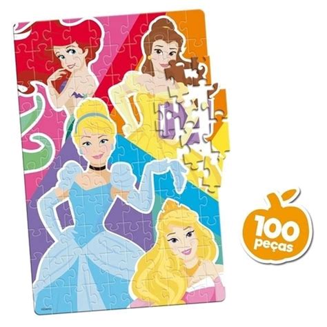 Brinquedo Quebra Cabeça Disney Princesas 100 Peças