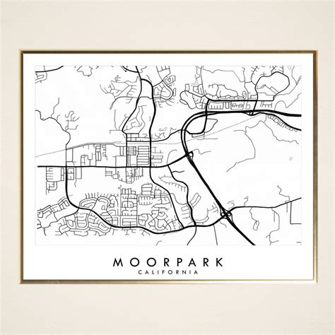 MOORPARK Map Street Map CALIFORNIA City Map Drawing Black And Etsy