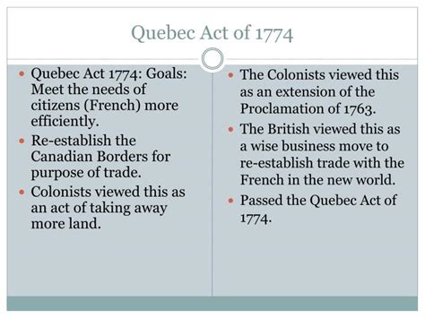 PPT - Quebec Act of 1774 PowerPoint Presentation, free download - ID:5411885