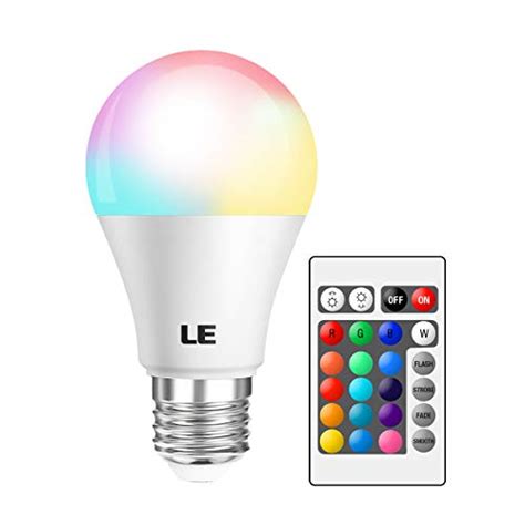 LE Ampoule LED RVB avec télécommande A19 E26 6 W RGBW à changement de