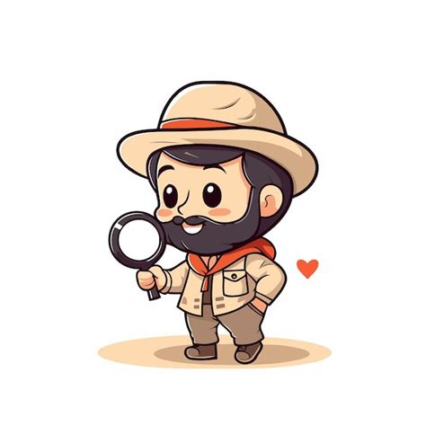 El lindo niño explorador de safari con lupa ilustración vectorial de