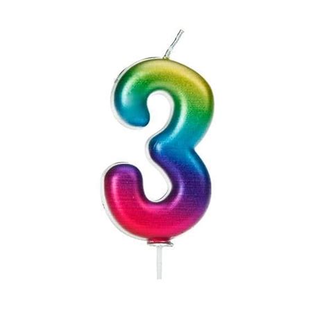 Clearance Age Metallic Numeral Moulded Pick Candle Rainbow