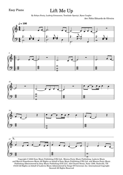 Lift Me Up Arr Fabio Eduardo De Oliveira By Rihanna Sheet Music For Piano Solo At Sheet Music