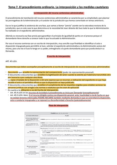 Tema Admin Apuntes Tema El Procedimiento Ordinario La