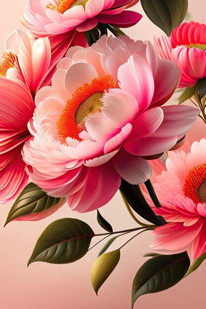 Premium Ai Image Pink And Coral Peonies Beautiful Peony Flowers