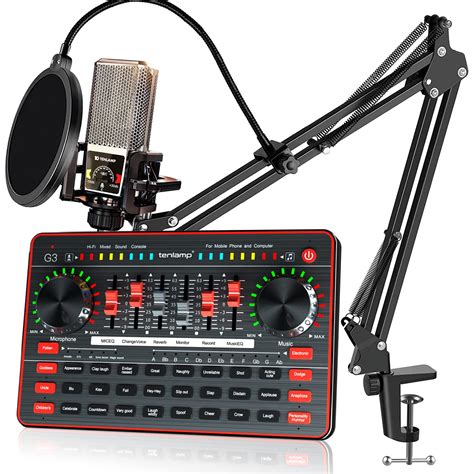 Buy Audio Mixer With Sound Card Tenlamp Portable Podcast Equipment