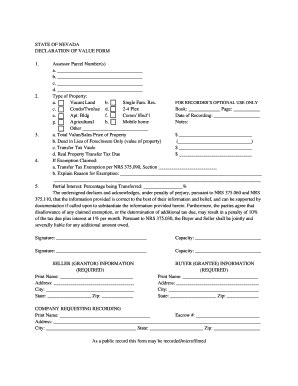 Fillable Online State Of Nevada Declaration Of Value Form Fax Email