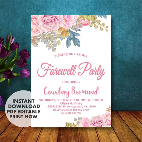 Farewell Invitation Farewell Party Invitation Farewell Etsy