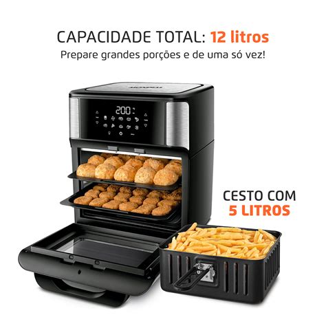 Fritadeira Air Fryer Forno Oven L Mondial Preto Inox Afo L Bi