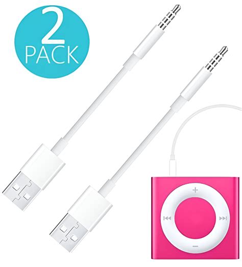 Ipod Shuffle Cable 2 Pack 35mm Jackplug To Usb Adapter Wire Connector For Sync And Charge