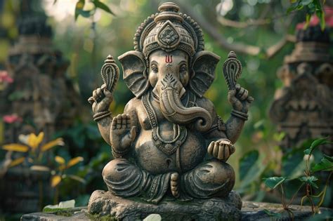 Illustration Of Statue Of Lord Ganesha Made Of Rock For Ganesh