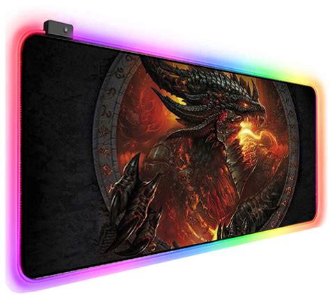 Mouse Pad Gamer Jogo Borda Led Rgb Grande 80x30cm personalizado Dragão