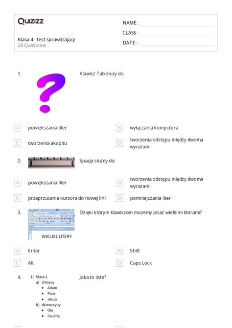 Ponad 50 Skróty i skrótowce arkuszy roboczych dla Klasa 4 w Quizizz