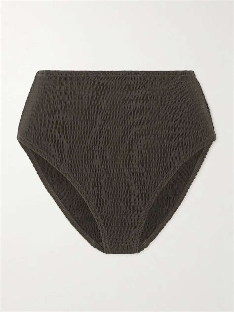 Totême Shirred recycled bikini briefs Brown REVERSIBLE