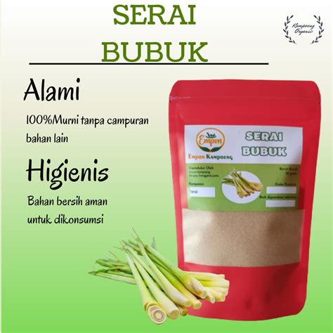 Jual Daun Batang Sereh Sere Serai Bubuk Serbuk Wangi Murni Lemongrass