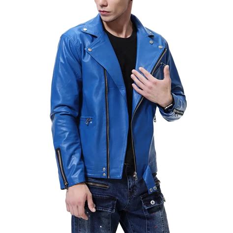 Jaqueta De Couro Masculina Azul E Preta Plus Size Xl Motociclista