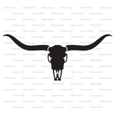 Longhorn Head Skull Texas Design Bull Or Cow Icon Cut Etsy