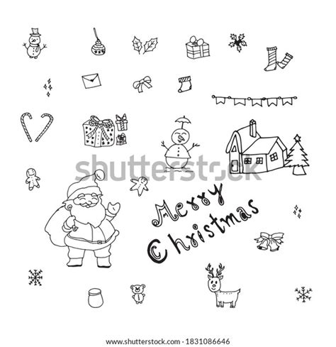 Cute Hand Drawing Christmas Set Elements Stock Vector Royalty Free