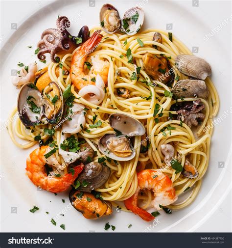 Seafood Pasta Spaghetti Clams Prawns Seafood Stock Photo Edit Now