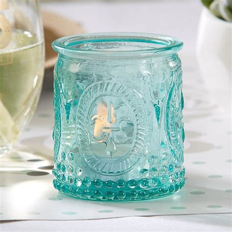 Kate Aspen® Vintage Blue Glass Tealight Holder Set Of 4 Bed Bath