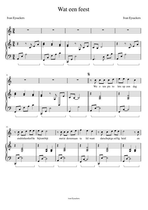 Wat Een Feestmscz Sheet Music For Piano Synthesizer Piano Voice