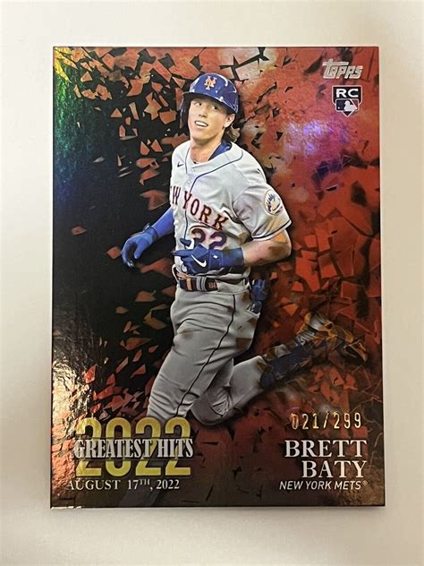 Topps Brett Baty Greatest Hits Black Parallel Rc Mets Ebay