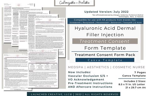 Dermal Filler Consent Form Hyaluronic Acid Filler Informed Consent