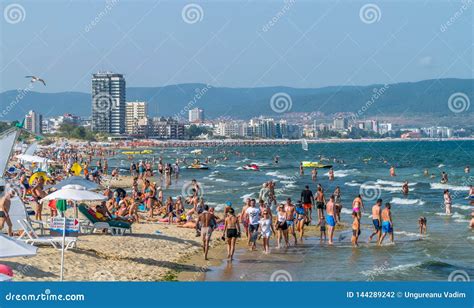 SUNNY BEACH, BULGARIA - 2 SEP 2018: People in the Sea at Sunny Beach ...