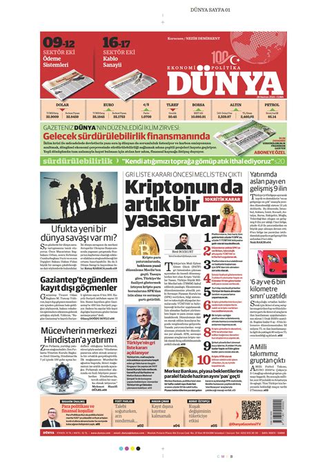 Dünya Gazetesi 28 Haziran 2024 Cuma Günü Manşeti