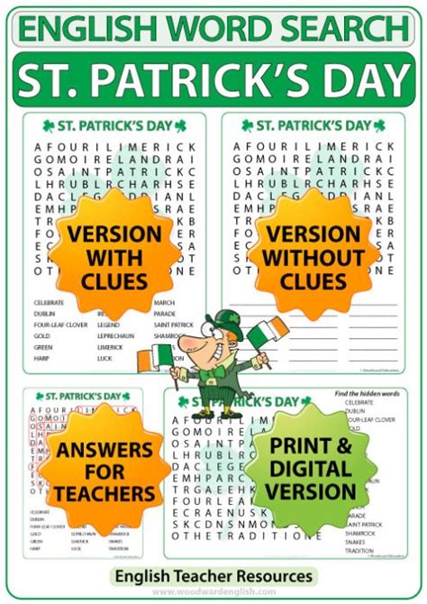 Saint Patricks Day English Word Search Pdf And Online Woodward