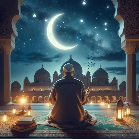 Ramadán kareem rezar eid mubarak musulmán islam oración hombre en la